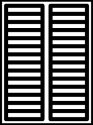 Icon of closed accordion-style impact shutters, representing hurricane protection for windows and doors