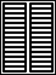 Icon of closed accordion-style impact shutters, representing hurricane protection for windows and doors